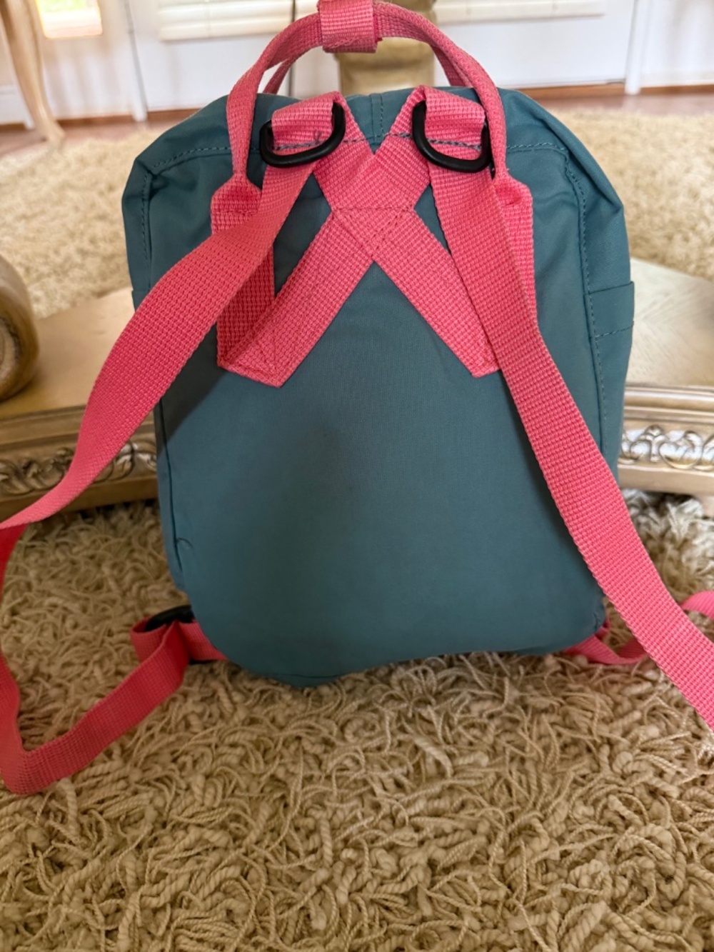 Fjallraven Kanken Mini Backpack Green Pink Adjustable Straps Small School Travel - Picture 2 of 13